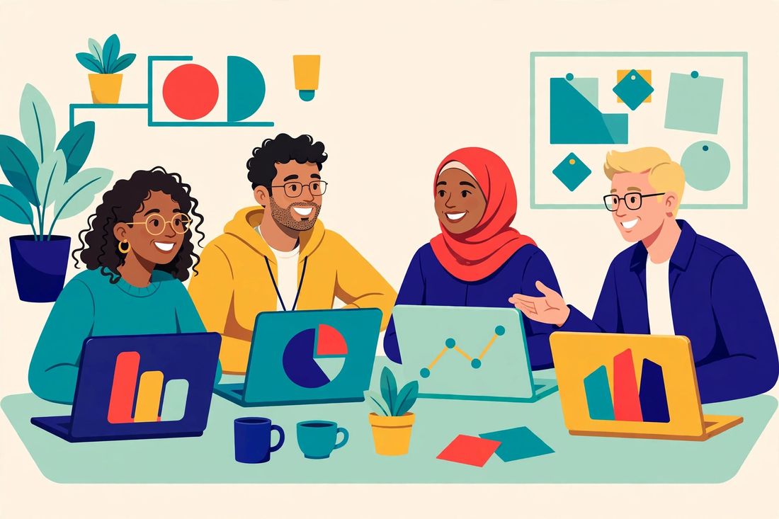 Ilustración — vocabulario de inglés de oficina y trabajo